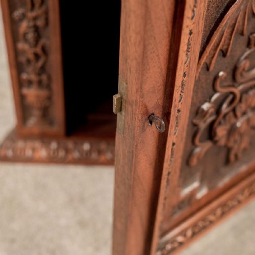 fig 2. Antique Walnut Carved Corner Cabinet Cupboard Quality Edwardian Oriental c1910