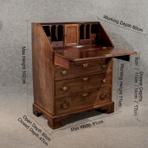 fig 1. Antique Writing Desk Bureau Chest English Georgian Mahogany Quality c1800