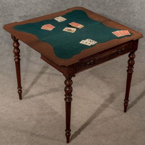 Antique Walnut Carved Card Games Hall Table English Victorian Fine Quality C1900