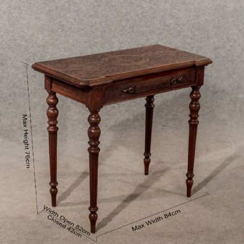 fig 1. Antique Walnut Carved Card Games Hall Table English Victorian Fine Quality c1900