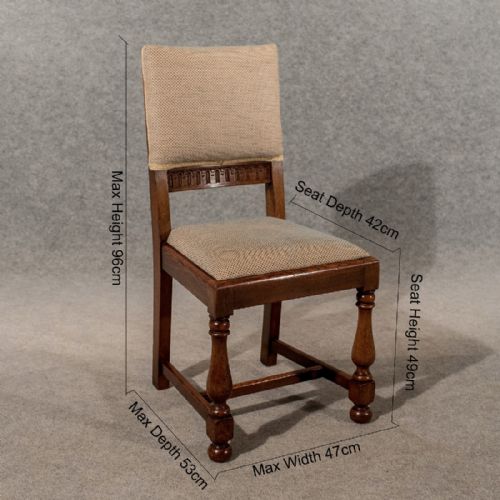 fig 1. Antique Oak Set 6 Six Dining or Kitchen Chairs Comfy & Quality Upholstered c1910