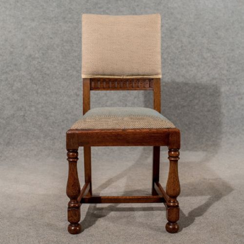 fig 3. Antique Oak Set 6 Six Dining or Kitchen Chairs Comfy & Quality Upholstered c1910