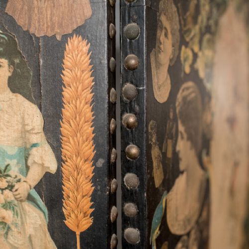 fig 4. Antique 'Scrap' Screen Victorian Room Divider Studio Prop Découpage Panel c1880