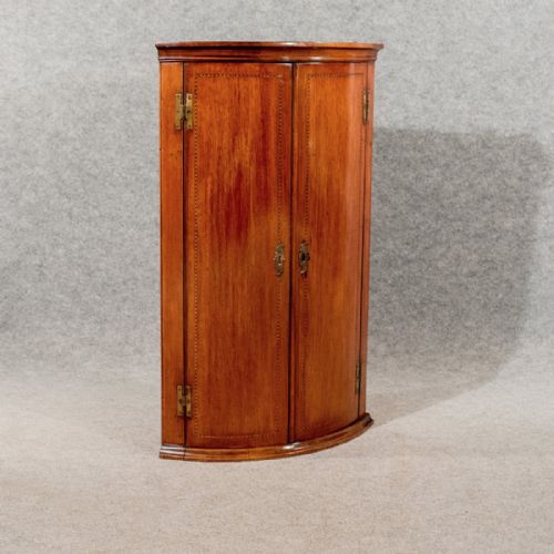 Antique Bow Front Corner Cabinet Cupboard Mahogany 18th Century English Georgian C1780