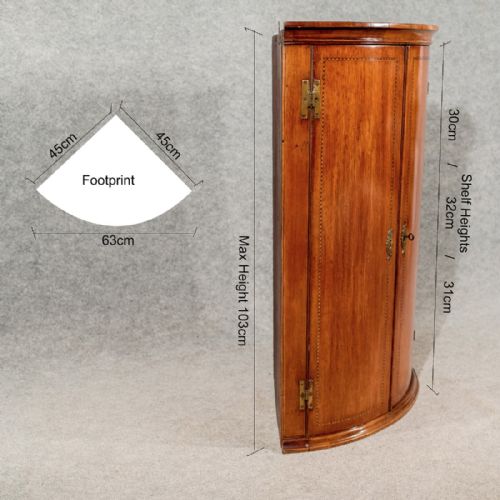 fig 1. Antique Bow Front Corner Cabinet Cupboard Mahogany 18th Century English Georgian c1780