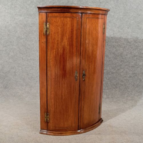 fig 2. Antique Bow Front Corner Cabinet Cupboard Mahogany 18th Century English Georgian c1780