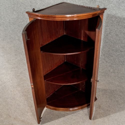 fig 3. Antique Bow Front Corner Cabinet Cupboard Mahogany 18th Century English Georgian c1780
