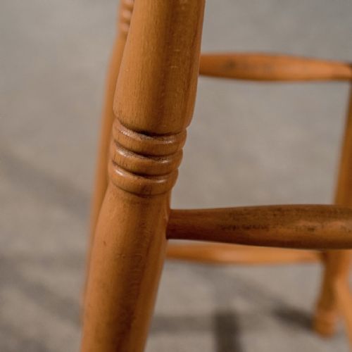 fig 2. Antique Tall Bar Machinist Laboratory Stool in Beech Vintage Edwardian c1910