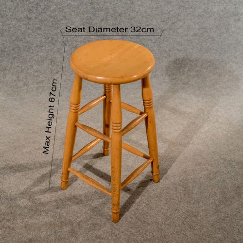 fig 1. Antique Tall Bar Machinist Laboratory Stool in Beech Vintage Edwardian c1910