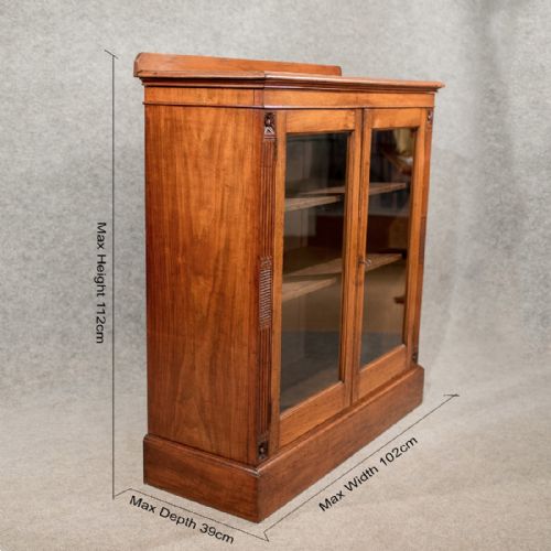 fig 1. Antique Walnut Glazed Bookcase Quality Victorian c1870
