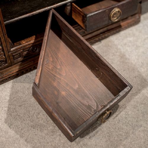 fig 4. Antique Oak Carved Corner Cabinet Wall Cupboard English Victorian Revival c1880