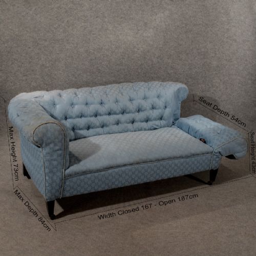 fig 1. Antique Chesterfield Settee Couch Victorian Period Drop End Sofa English c1900