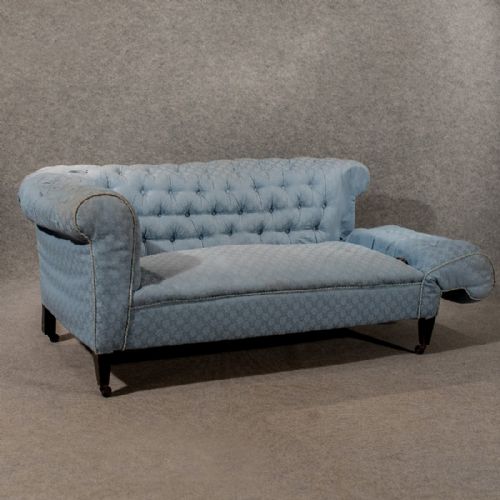 fig 3. Antique Chesterfield Settee Couch Victorian Period Drop End Sofa English c1900