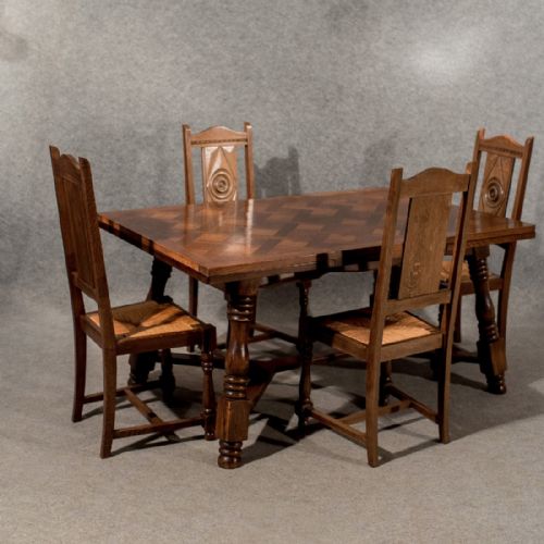 fig 3. Antique Oak French Dining or Kitchen Table Extending Can Seat 10 Quality c1910