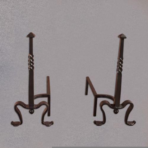 fig 2. Antique Fire Dogs, Andirons, English c1900