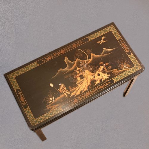 fig 1. Antique Fold Over Card Table, Chinoiserie c1890