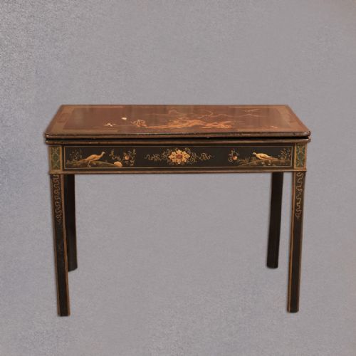 fig 2. Antique Fold Over Card Table, Chinoiserie c1890