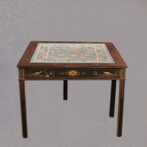 fig 4. Antique Fold Over Card Table, Chinoiserie c1890