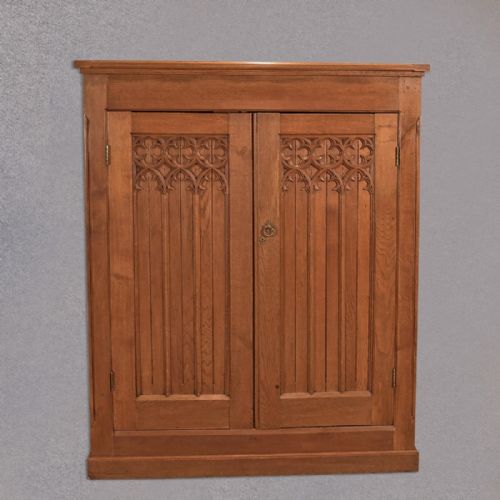 fig 1. Antique Hall Cupboard, Victorian Oak c.1880