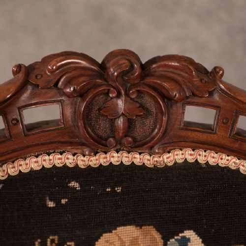 fig 3. Antique Walnut Spoon Back Armchair Chair Needlepoint Tapestry Victorian c1840