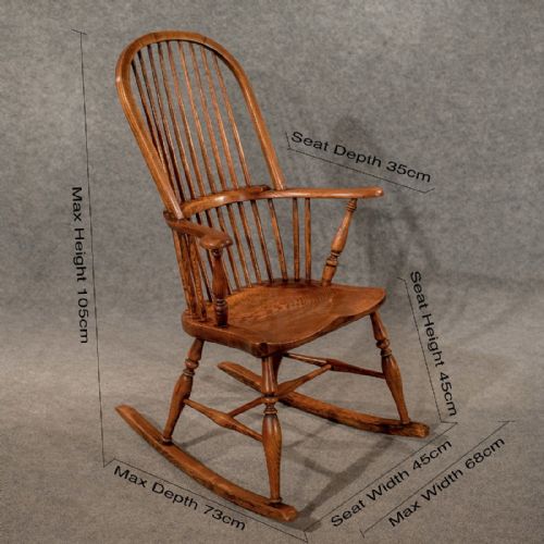 fig 1. Antique Rocking Windsor Chair Armchair in Ash & Elm Fine Shape - Victorian c1900