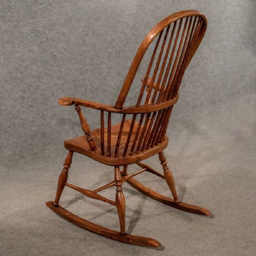 fig 3. Antique Rocking Windsor Chair Armchair in Ash & Elm Fine Shape - Victorian c1900