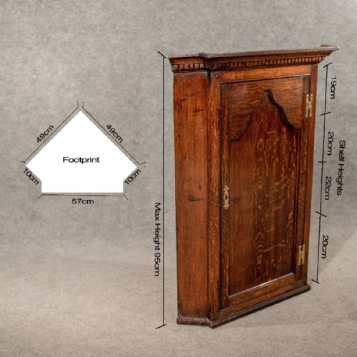 fig 1. Antique Oak Corner Cabinet Wall Cupboard Quality English Georgian c1780