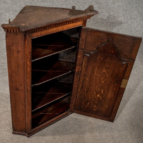 fig 2. Antique Oak Corner Cabinet Wall Cupboard Quality English Georgian c1780