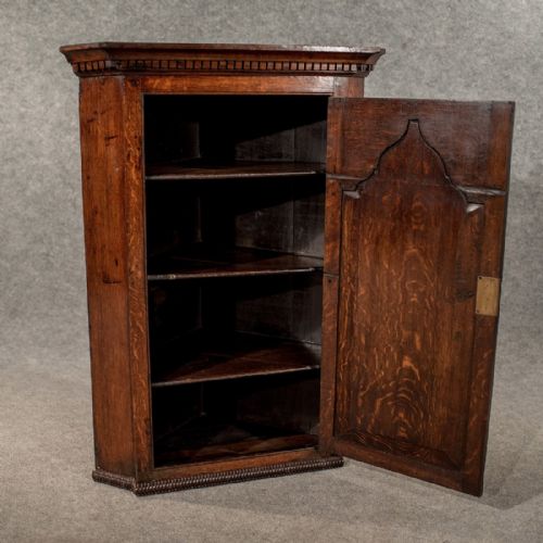 fig 3. Antique Oak Corner Cabinet Wall Cupboard Quality English Georgian c1780
