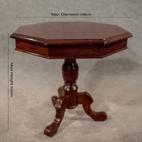 fig 1. Antique Octagonal Tripod Table Lamp Side Wine Victorian Quality Mahogany c1900