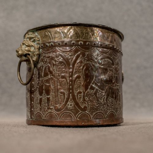 Antique Brass Log or Coal Bin Fireside Bucket English Victorian C1900