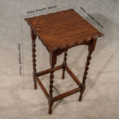 fig 1. Antique Lamp Tall Side Table Plant Stand English Edwardian Oak c1910