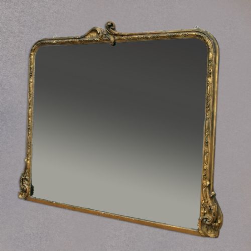 Antique Overmantel Mirror, Large, Victorian, Wall, Quality