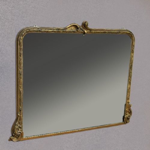fig 1. Antique Overmantel Mirror, Large, Victorian, Wall, Quality