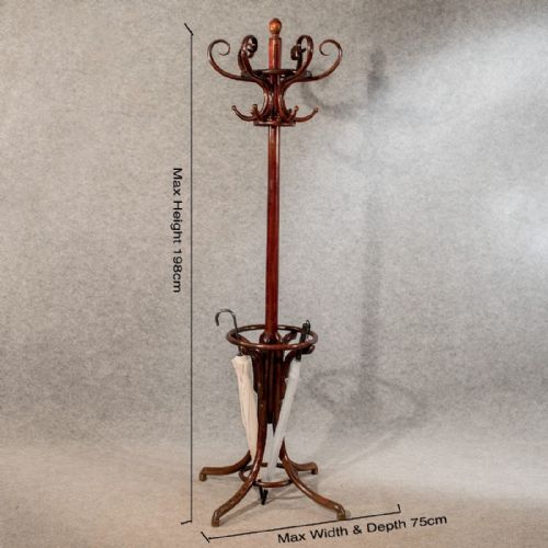 fig 1. Antique Bentwood Coat Hat Stick Hall Stand English Edwardian c1910