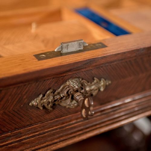 fig 2. Antique French Sewing Box Work Table in Oak c1900