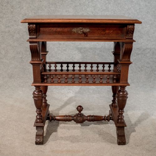fig 4. Antique French Sewing Box Work Table in Oak c1900