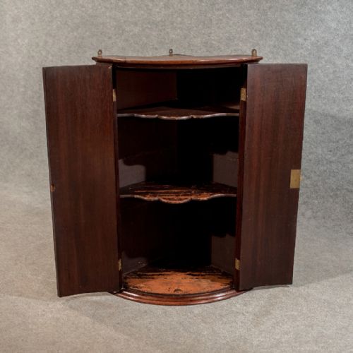 fig 4. Antique Oak Bow Front Corner Cabinet Wall Cupboard - English Victorian c1890