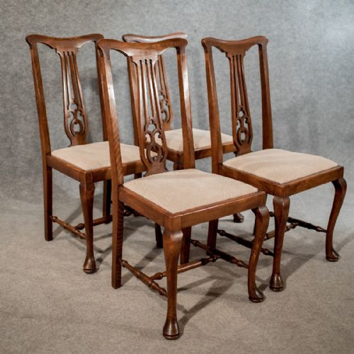 Four Antique Chairs Kitchen Dining Classic Shape Quality English Edwardian C1910