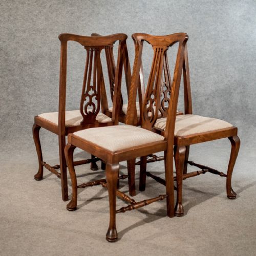 fig 1. Four Antique Chairs Kitchen Dining Classic Shape Quality English Edwardian c1910