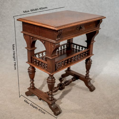 fig 1. Antique French Sewing Box Work Table in Oak c1900