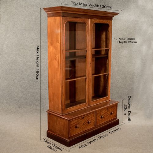 fig 1. Antique Large Display Bookcase Cabinet Mahogany Victorian c1860