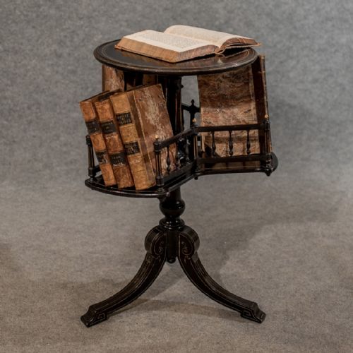 Antique Tripod Book Reading Side Table Ebonised Aesthetic Period Victorian C1890