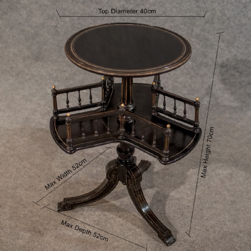 fig 1. Antique Tripod Book Reading Side Table Ebonised Aesthetic Period Victorian c1890