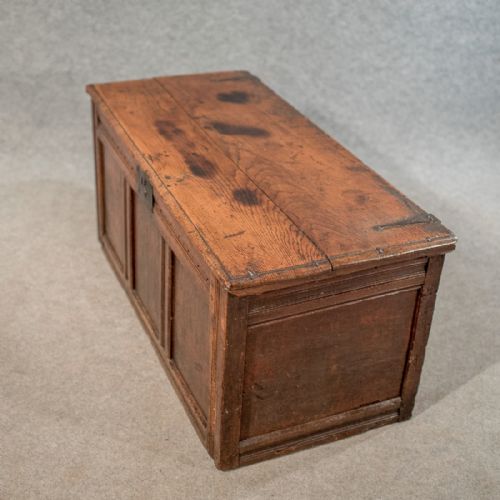 fig 2. Antique Small Oak Coffer Chest Storage Trunk English c1700