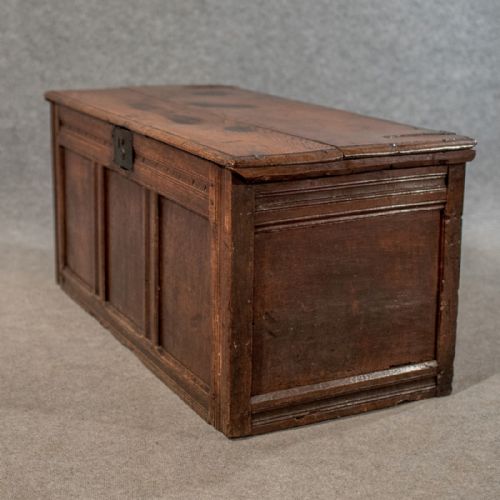 fig 3. Antique Small Oak Coffer Chest Storage Trunk English c1700