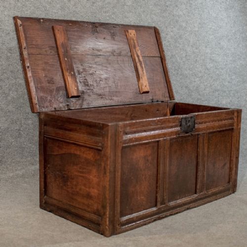 fig 4. Antique Small Oak Coffer Chest Storage Trunk English c1700