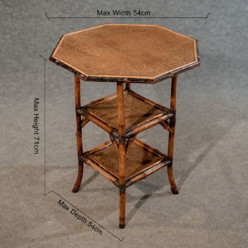fig 1. Antique Octagonal Bamboo Table Lamp Side Occasional Victorian c1900