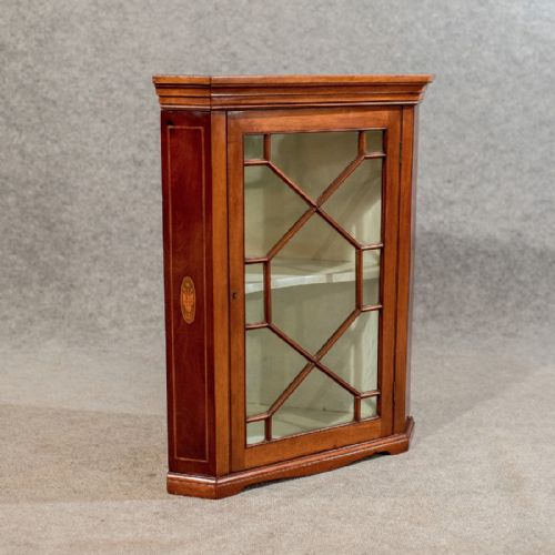 Antique Corner Cabinet Wall Cupboard Astragal Glazed English Victorian C1900