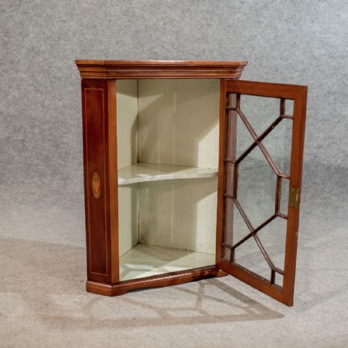 fig 3. Antique Corner Cabinet Wall Cupboard Astragal Glazed English Victorian c1900